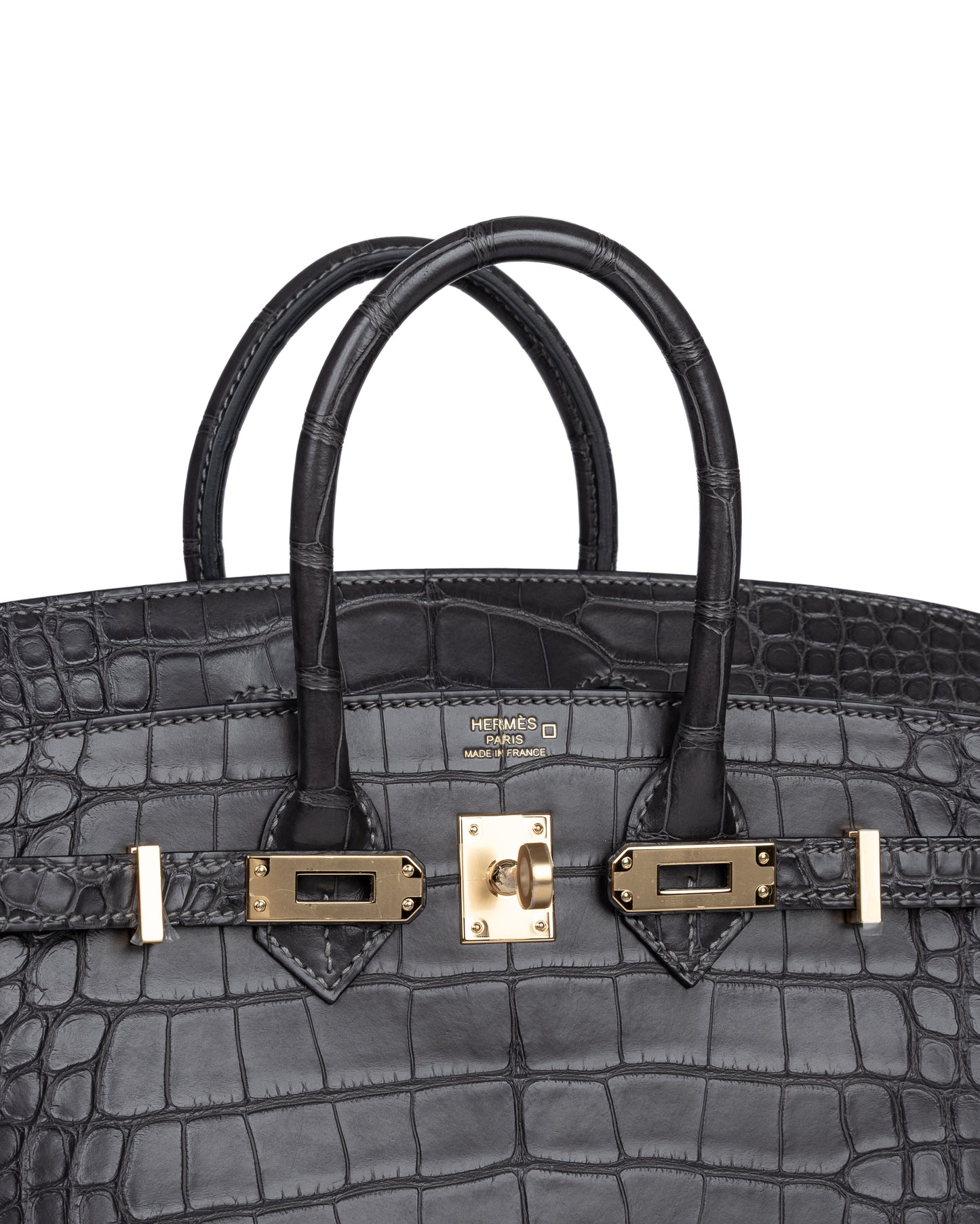 Birkin 25 Graphite in Matte Alligator Leather with Gold Hardware