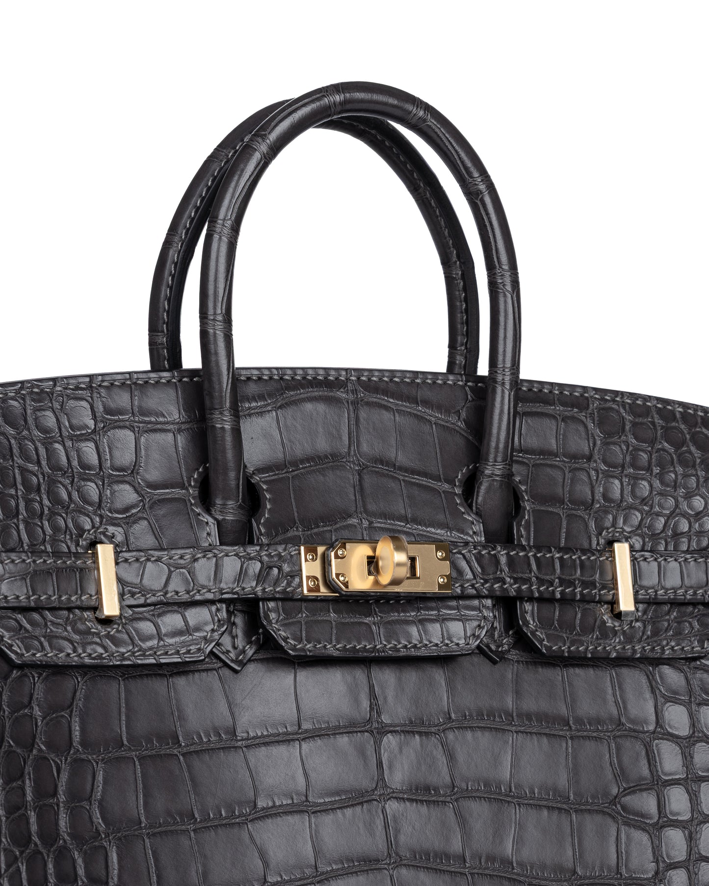 Birkin 25 Graphite in Matte Alligator Leather with Gold Hardware