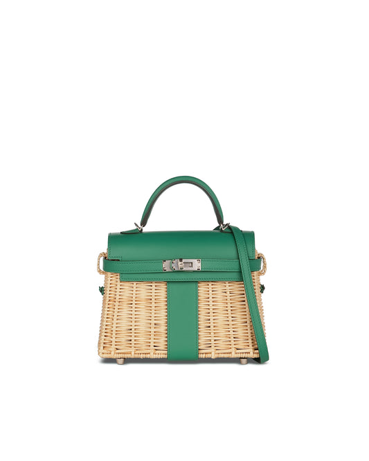 Kelly 20 Picnic Vert Vertigo in Naturel Osier Wicker with Palladium Hardware