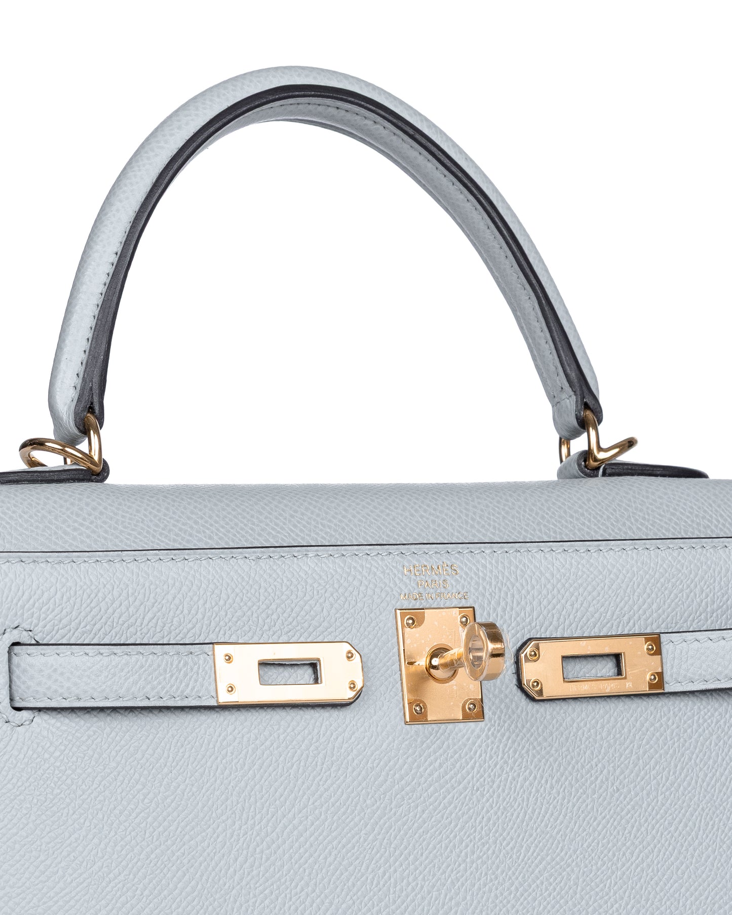 Kelly 25 Bleu Glacier in Epsom Leather with Gold Hardware