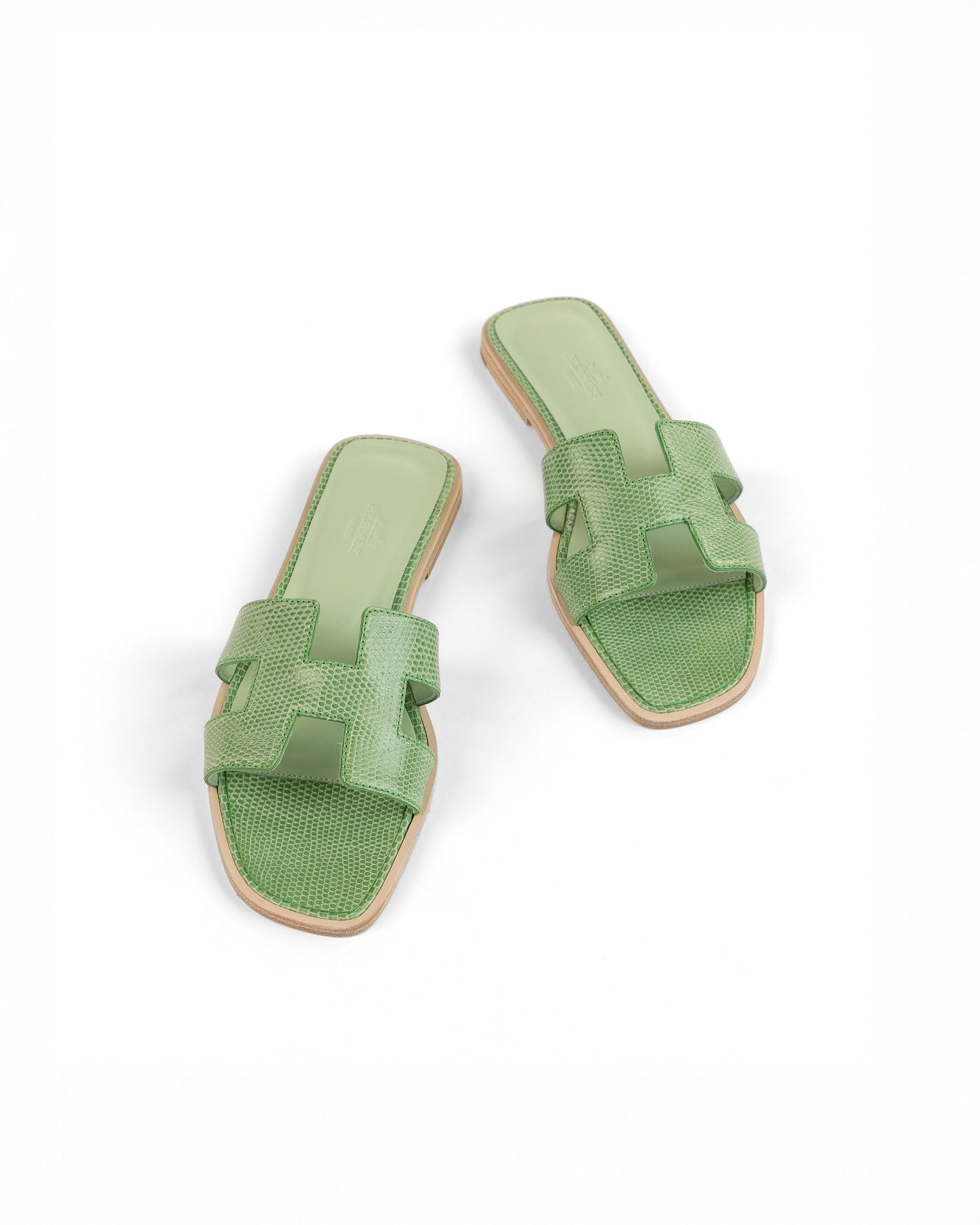 Oran Sandal Very Jade in Lizard Leather