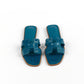 Oran Sandal Blue Izmir in Alligator Leather