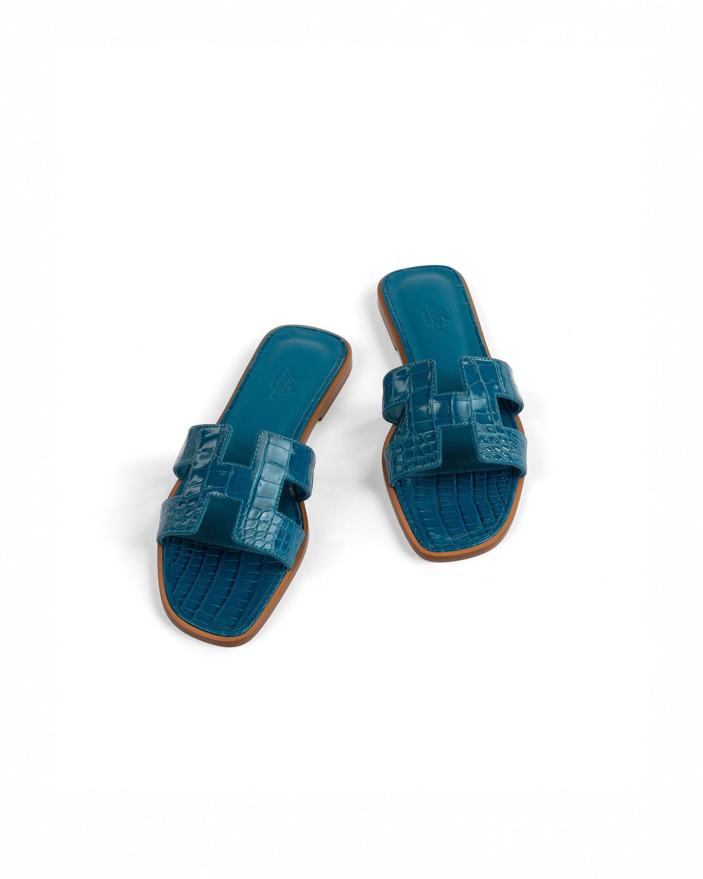 Oran Sandal Blue Izmir in Alligator Leather