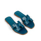 Oran Sandal Blue Izmir in Alligator Leather