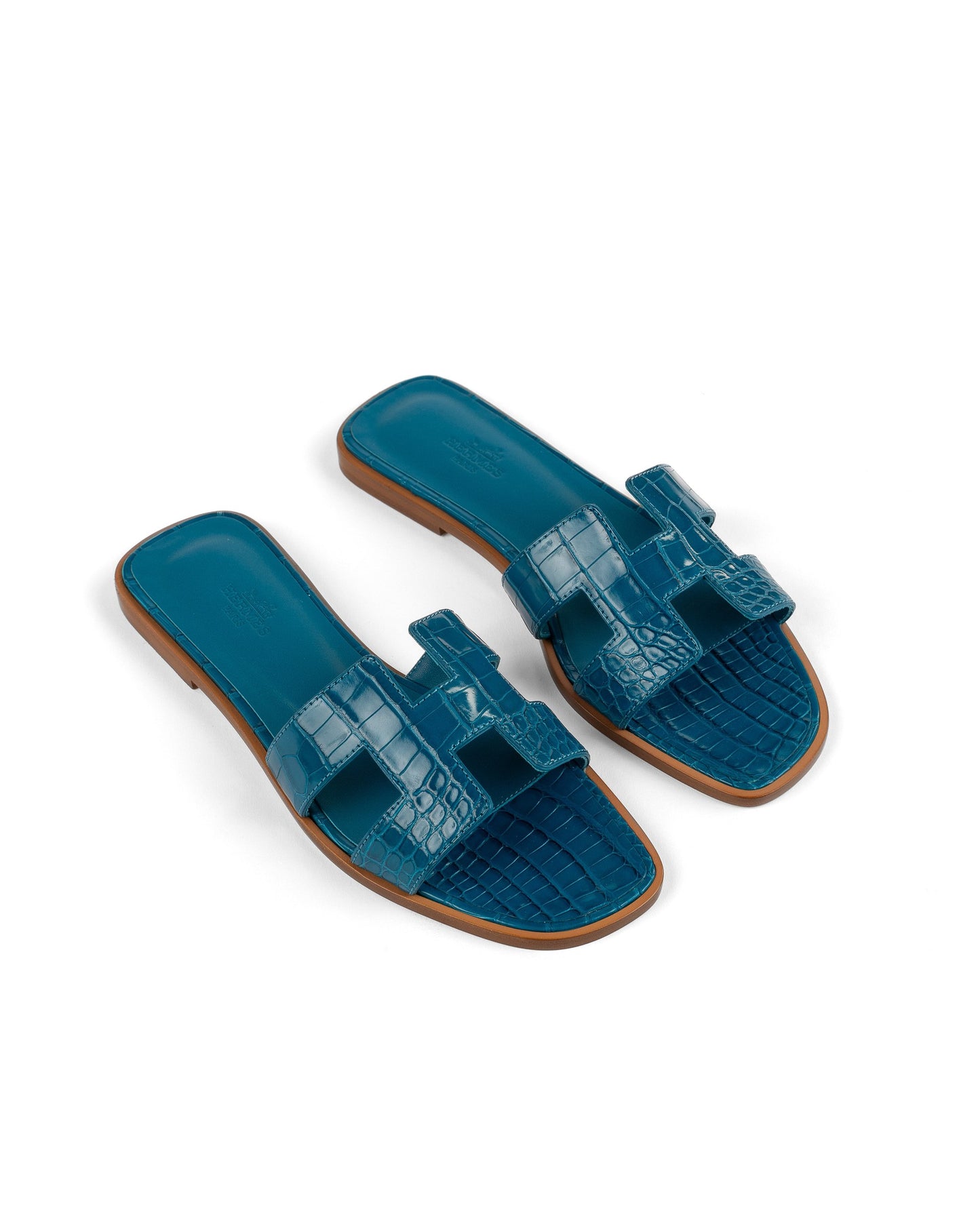 Oran Sandal Blue Izmir in Alligator Leather