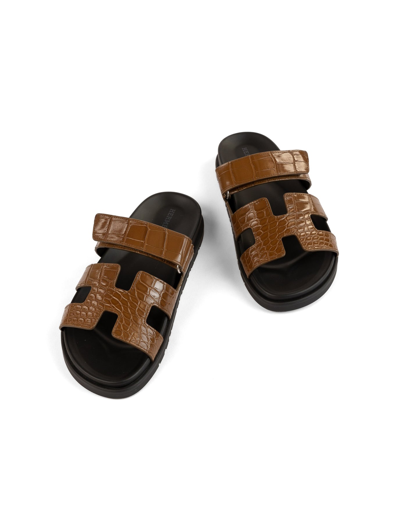 Chypre Sandals Brun Fumé in Alligator Leather