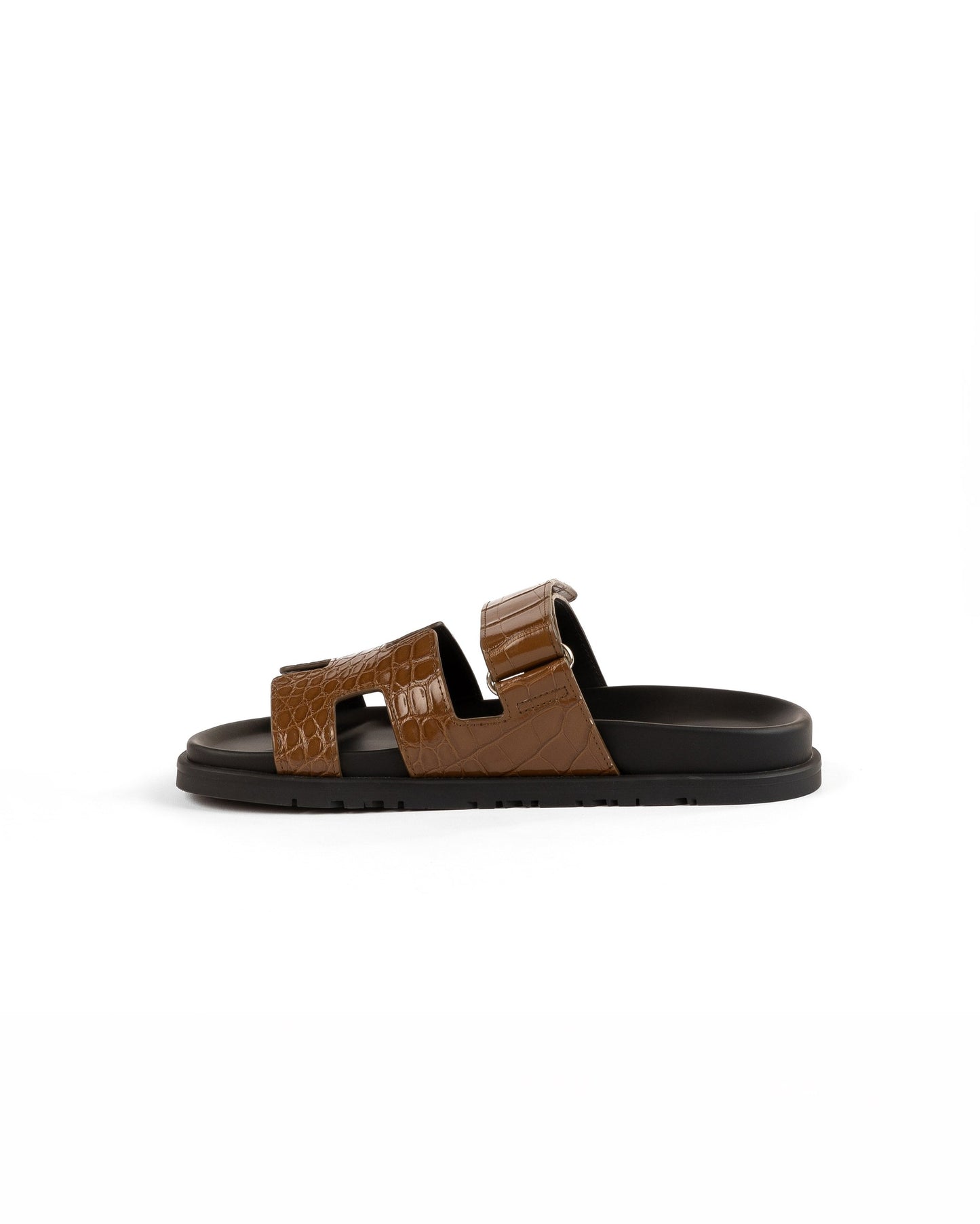 Chypre Sandals Brun Fumé in Alligator Leather