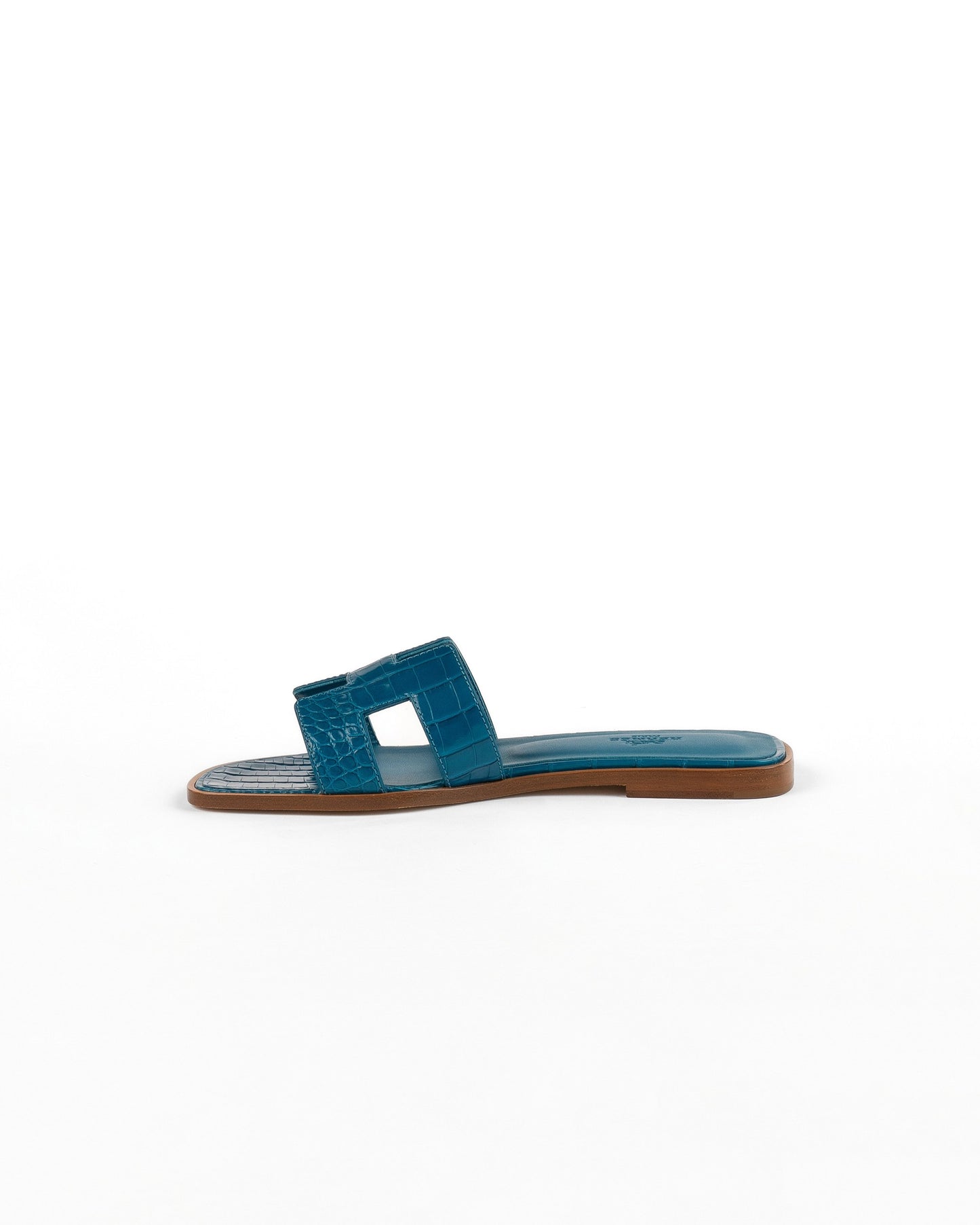 Oran Sandal Blue Izmir in Alligator Leather