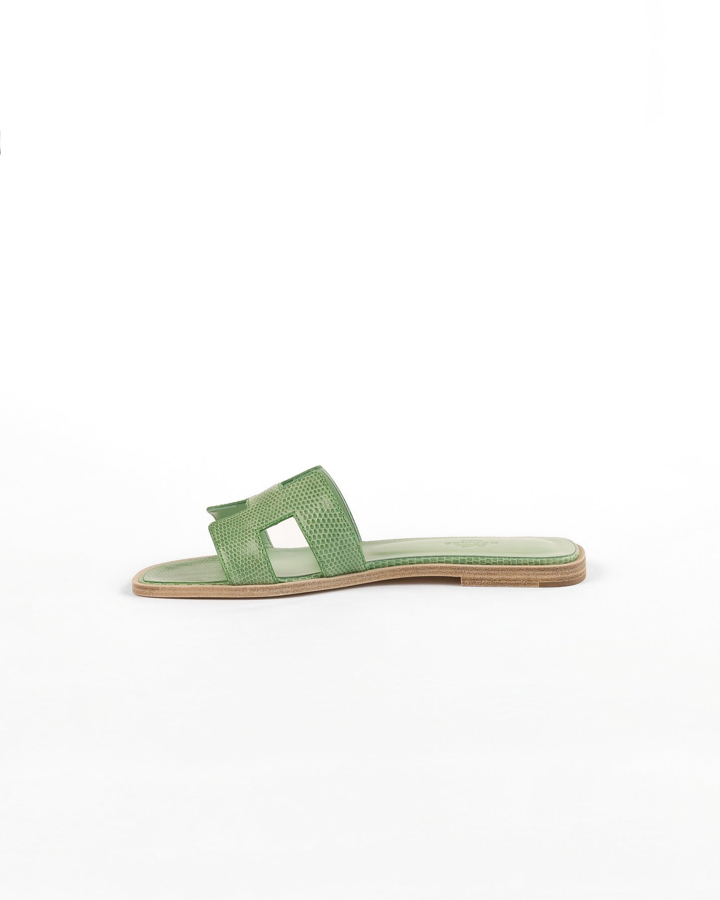 Oran Sandal Very Jade in Lizard Leather