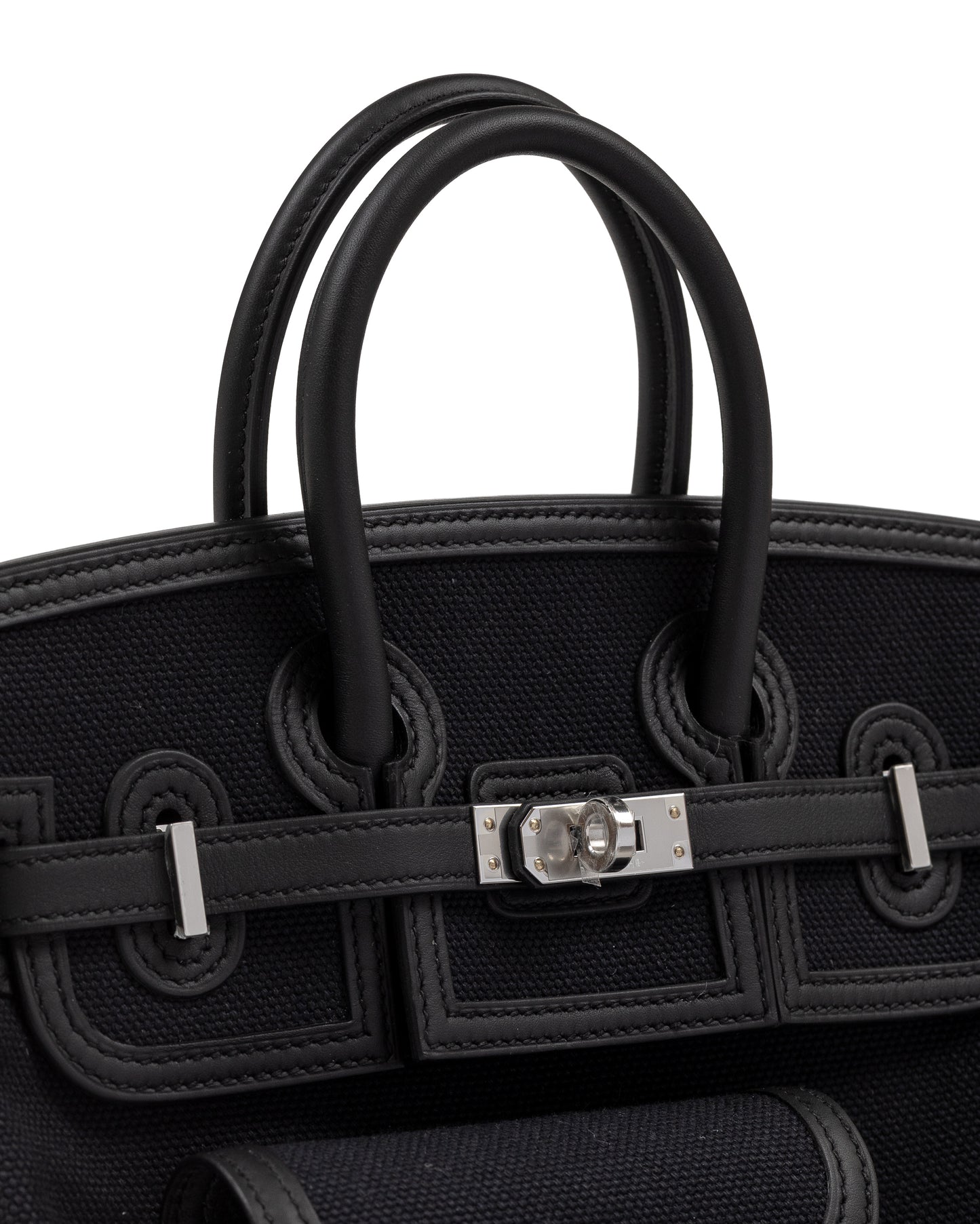 Birkin 25 Cargo in Black Canvas, Bleu Marine Swift Leather & Palladium Hardware