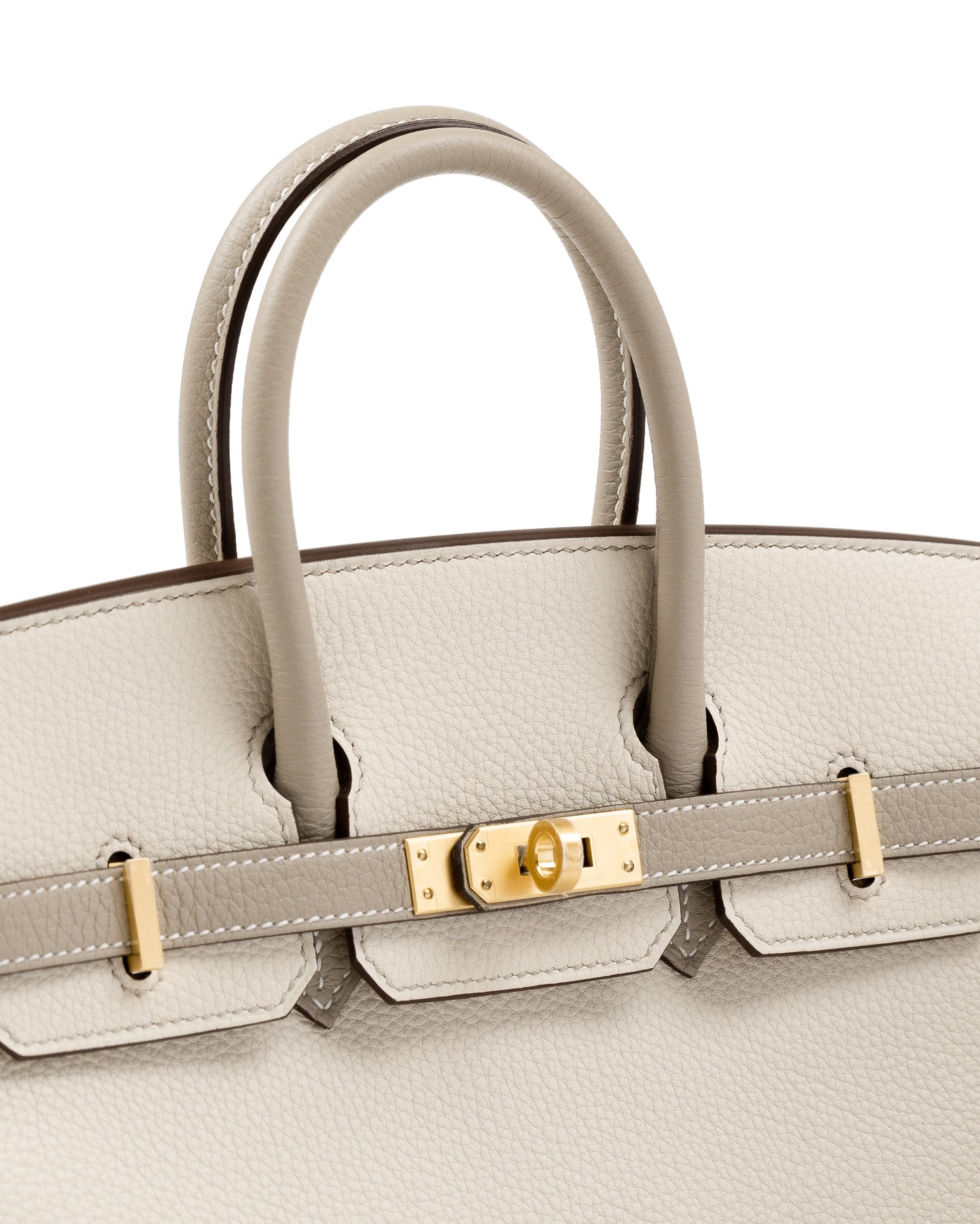 Birkin 25 HSS Craie/Gris Tourterelle in Togo Leather with Brushed Gold Hardware