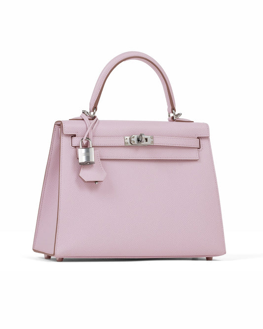 Kelly 25 Sellier Mauve Pale in Epsom Leather with Palladium Hardware