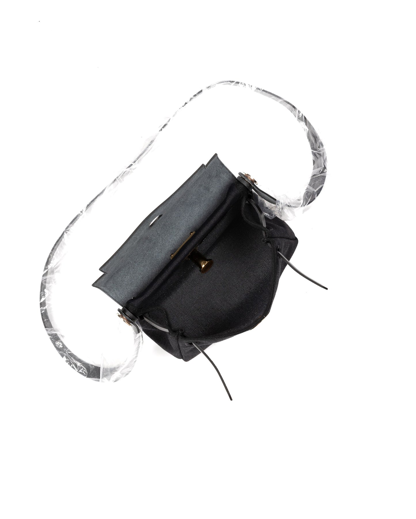 Mini Herbag Black Canvas and Vache Hunter Leather with Gold Hardware