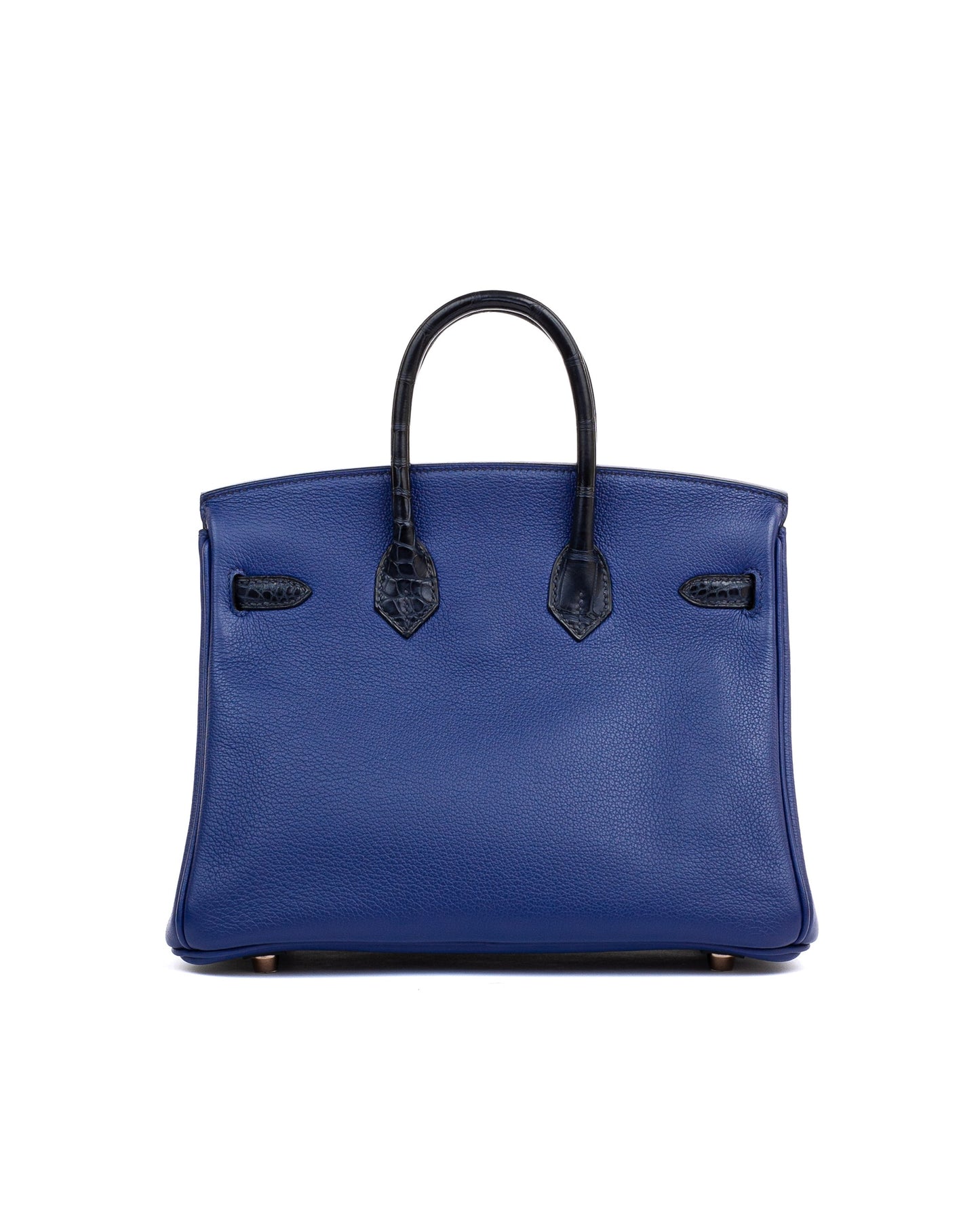 Birkin 25 Bleu Saphir and Marine Noville in Matte Alligator Touch with Rose Gold Hardware