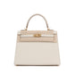 Kelly 25 Sellier Craie in Epsom leather with Gold Hardware