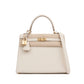 Kelly 25 Sellier Craie in Epsom leather with Gold Hardware