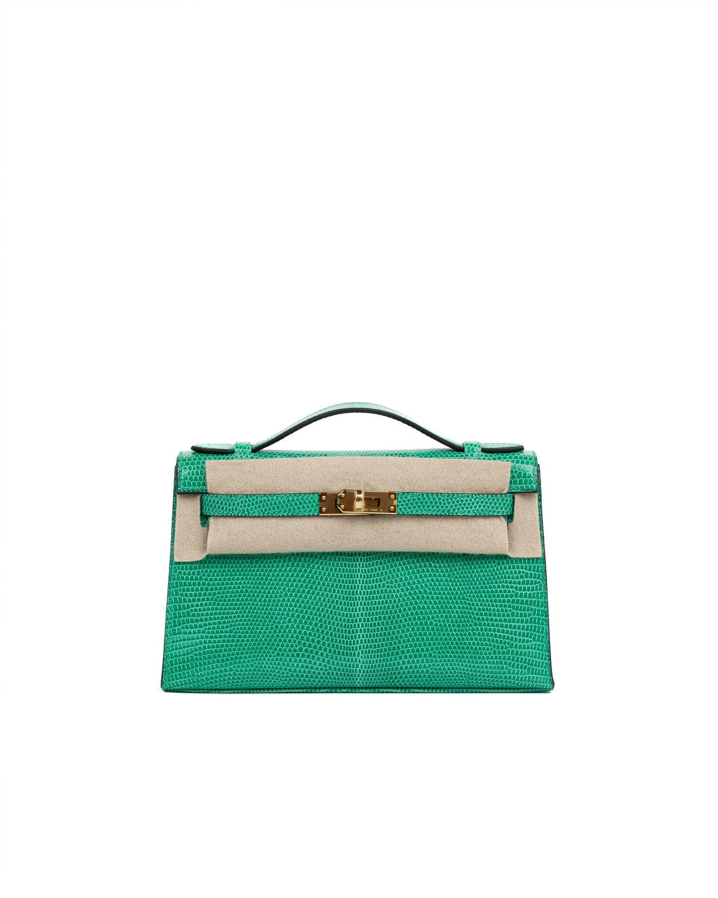 Kelly Pochette Vert Menthe in Lizard leather with Gold Hardware