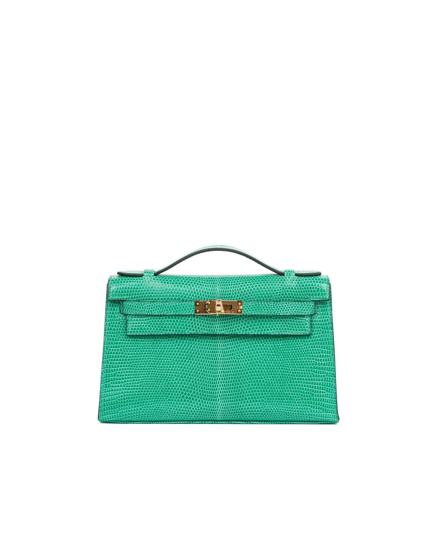 Kelly Pochette Vert Menthe in Lizard leather with Gold Hardware