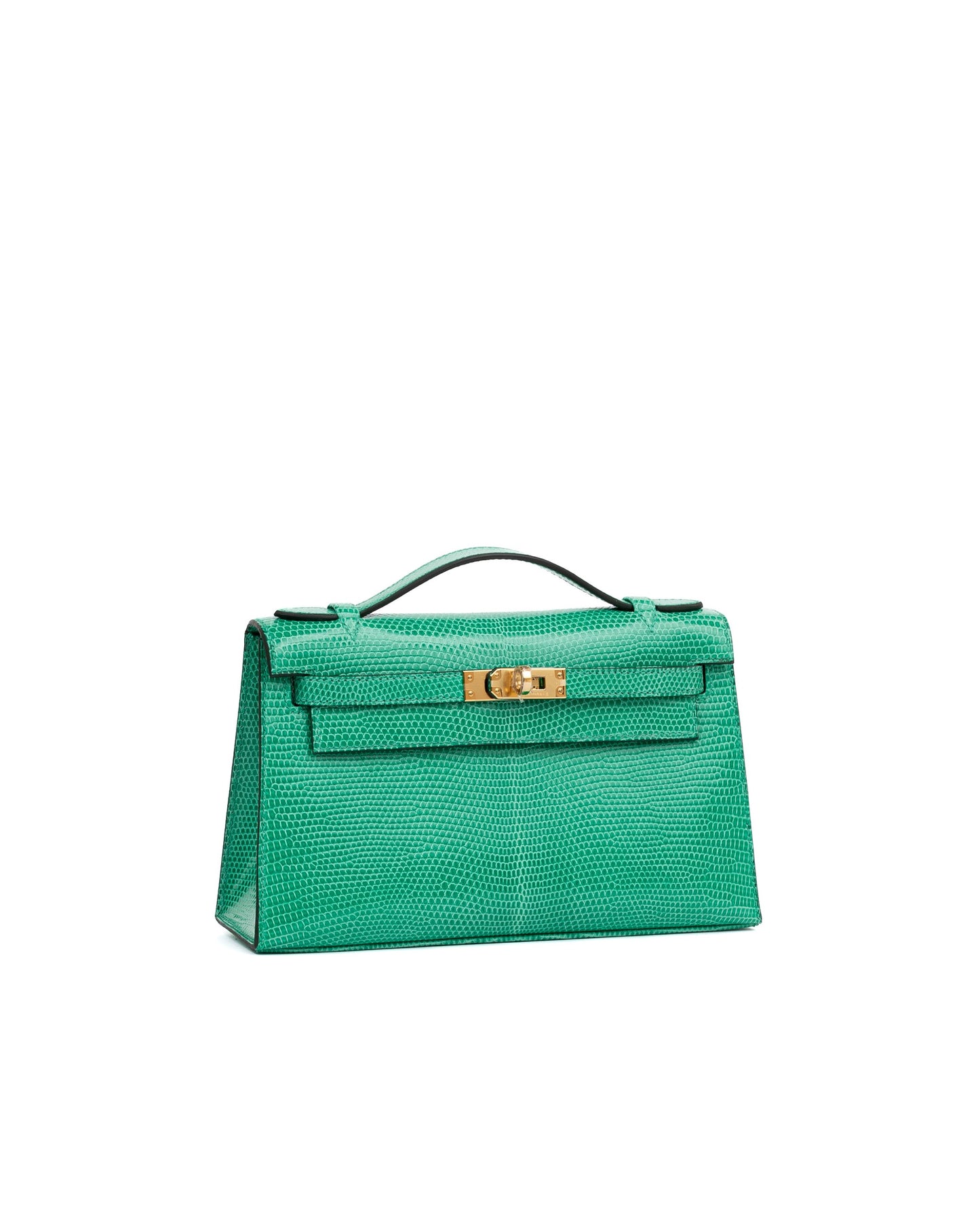 Kelly Pochette Vert Menthe in Lizard leather with Gold Hardware