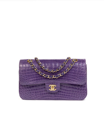 Chanel Medium Flap Bag in Purple Alligator leather