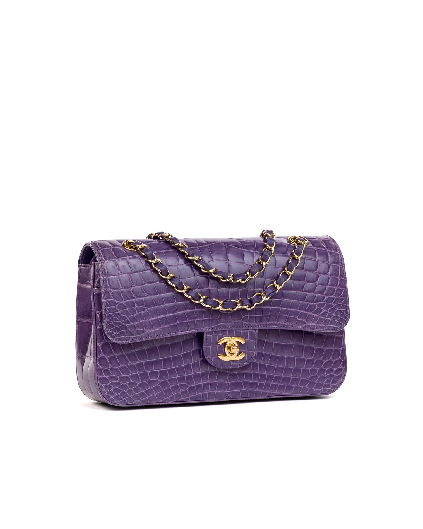 Chanel Medium Flap Bag in Purple Alligator leather