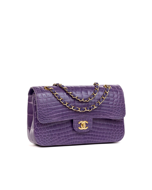 Chanel Medium Flap Bag in Purple Alligator leather