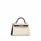 Kelly 20 Sellier HSS Craie and Black in Epsom leather with Permabrass Hardware