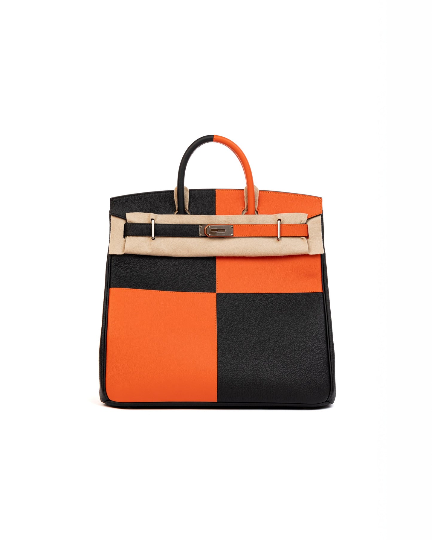 Birkin 40 Hac Casaque Black and Orange in Togo leather with Palladium Hardware