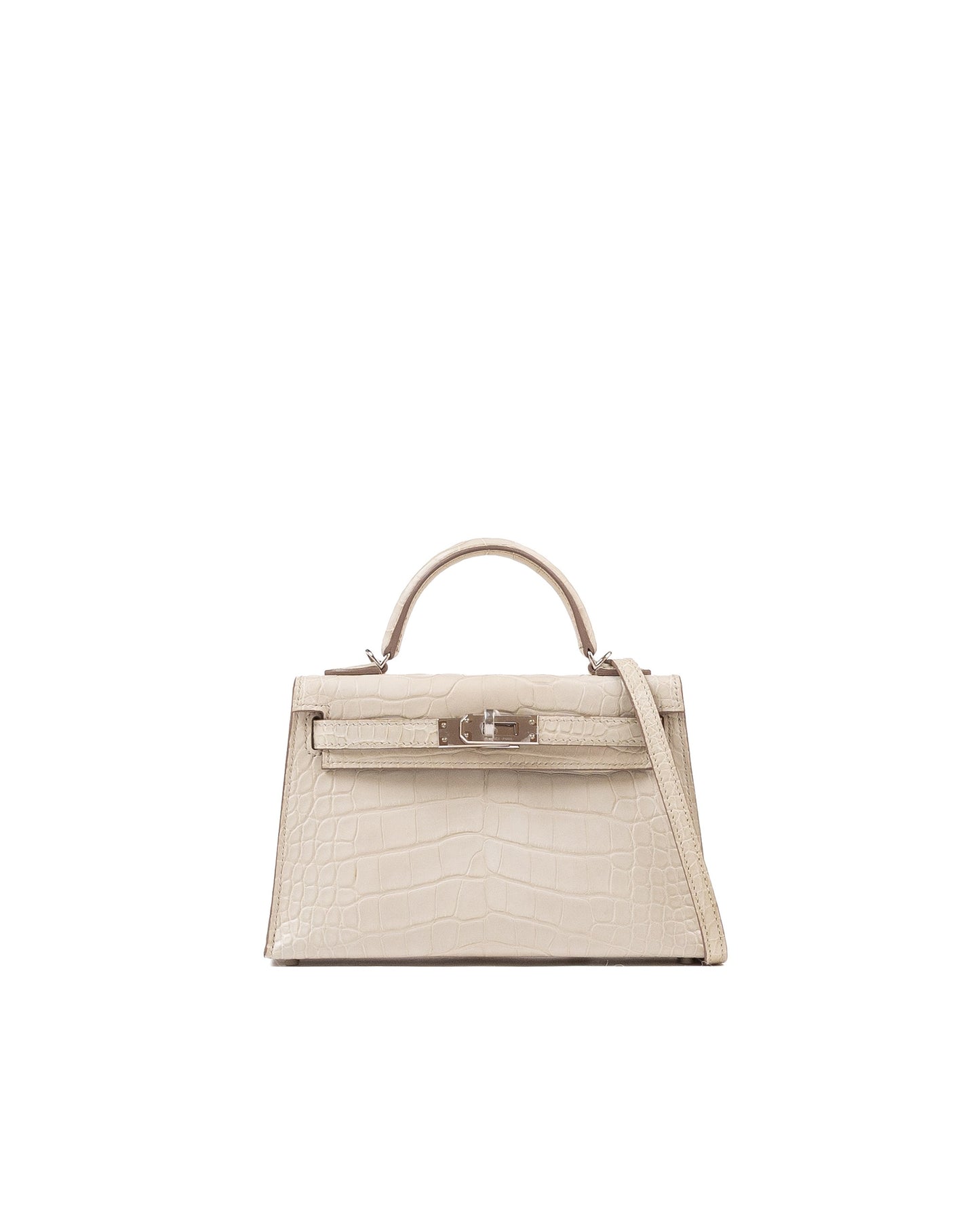 Kelly 20 in Beton Sellier Matte Alligator Mississippiensis with Palladium Hardware