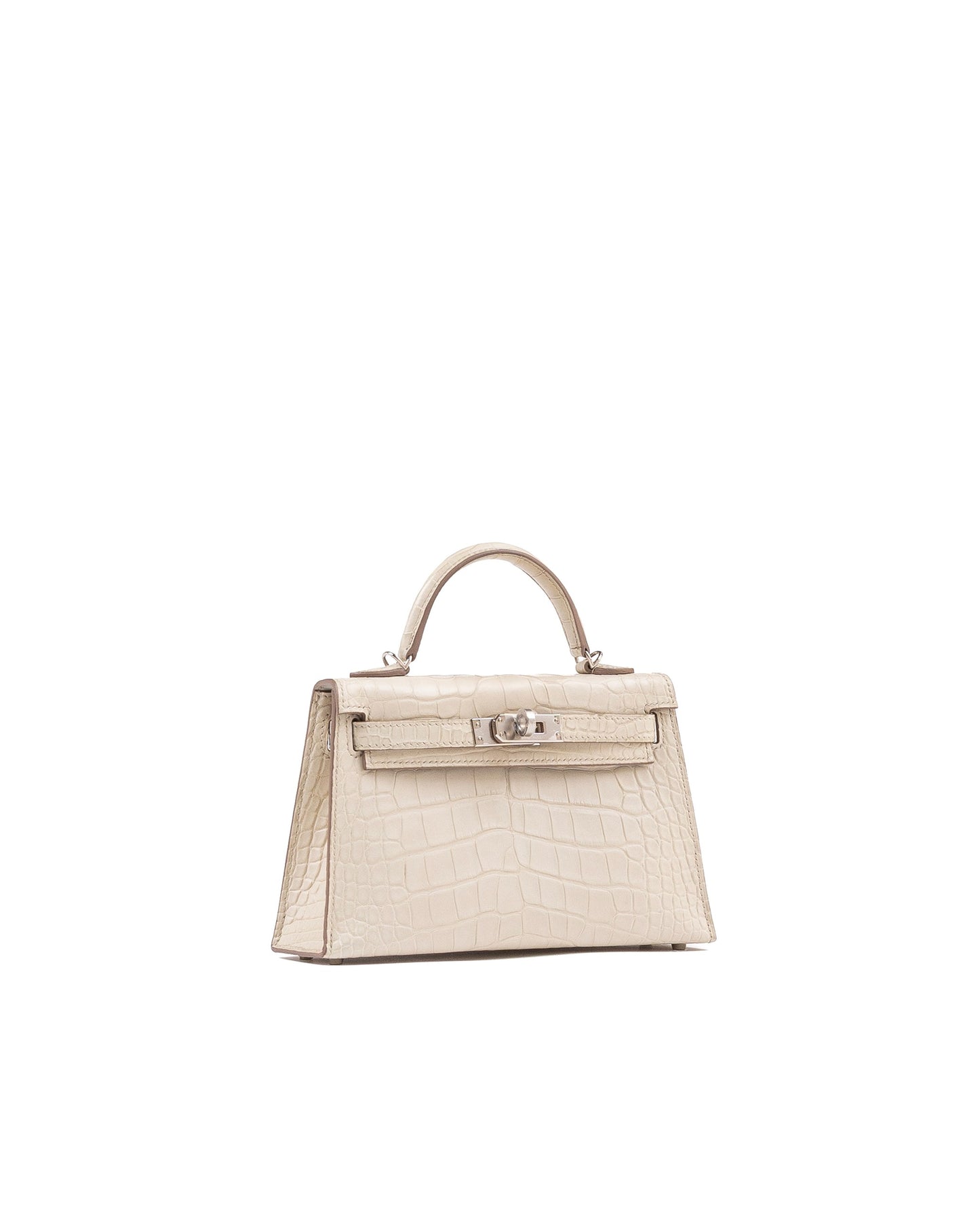 Kelly 20 in Beton Sellier Matte Alligator Mississippiensis with Palladium Hardware
