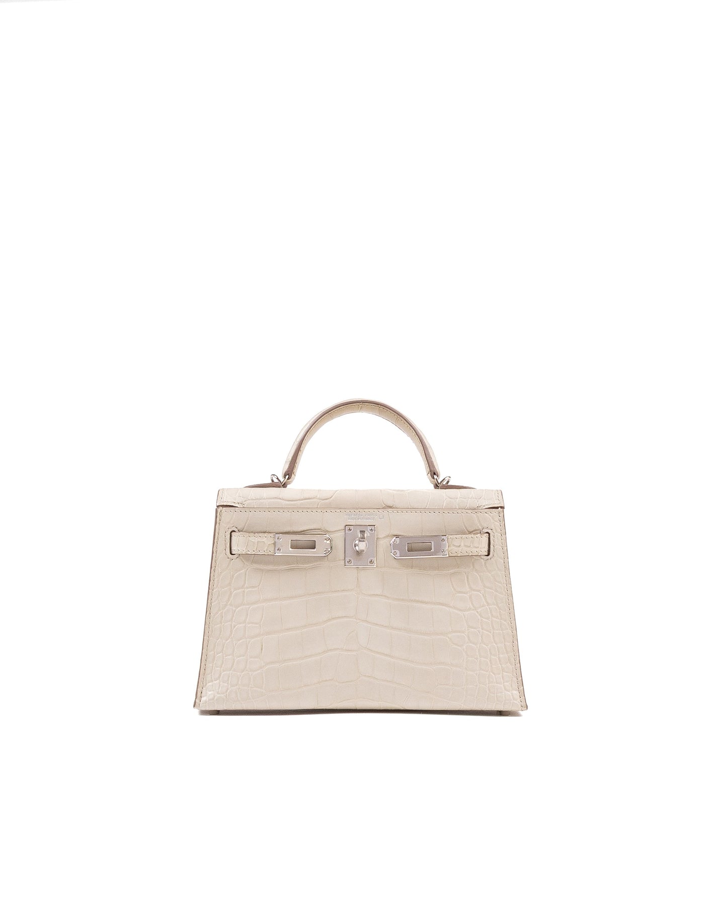 Kelly 20 in Beton Sellier Matte Alligator Mississippiensis with Palladium Hardware