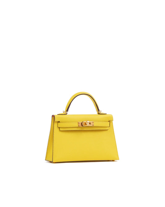 HSS Kelly 20 Jaune de Naples/Rose Pourpre inside in Epsom Leather with Permabrass Hardware