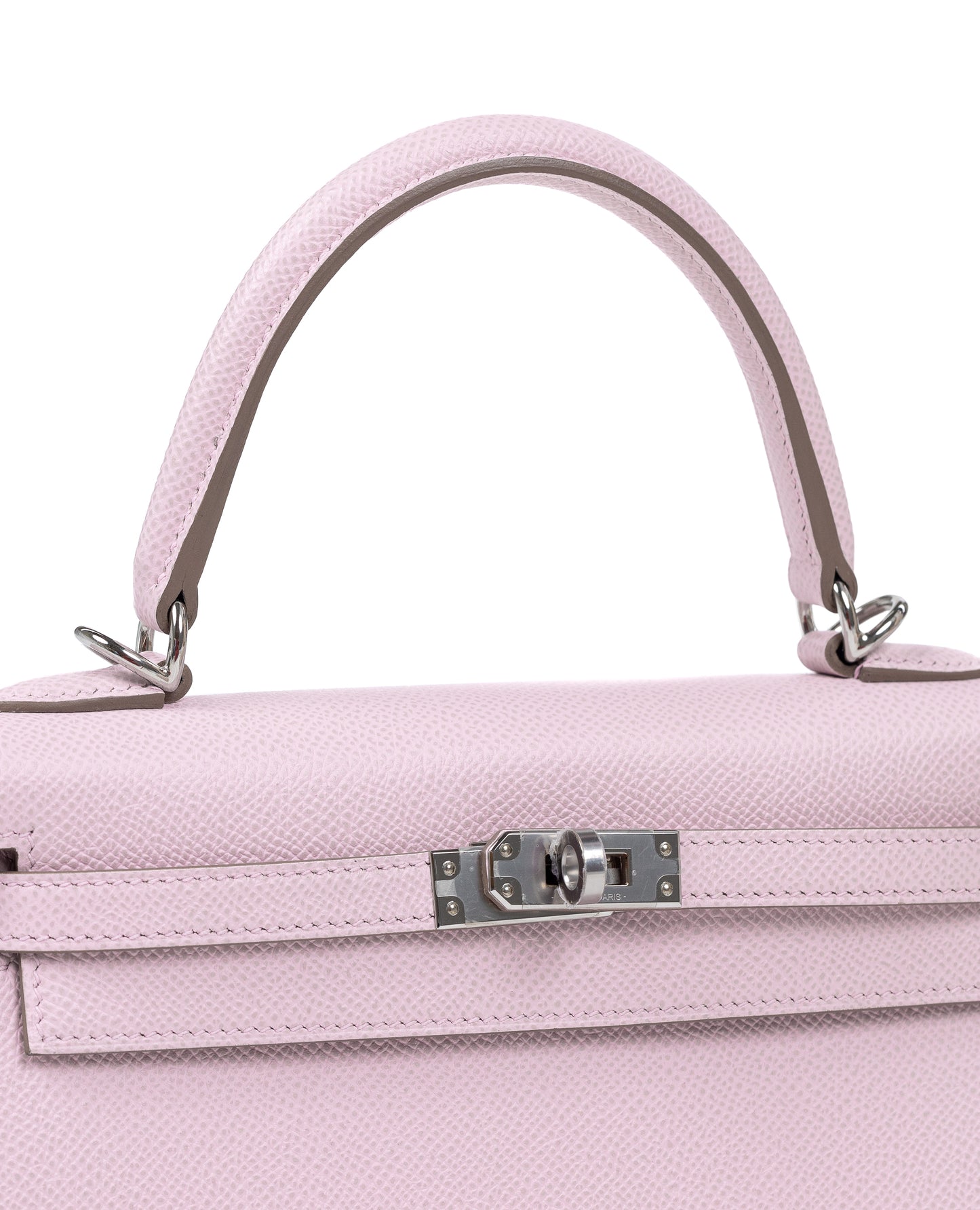 Kelly 25 Sellier Mauve Pale in Epsom Leather with Palladium Hardware