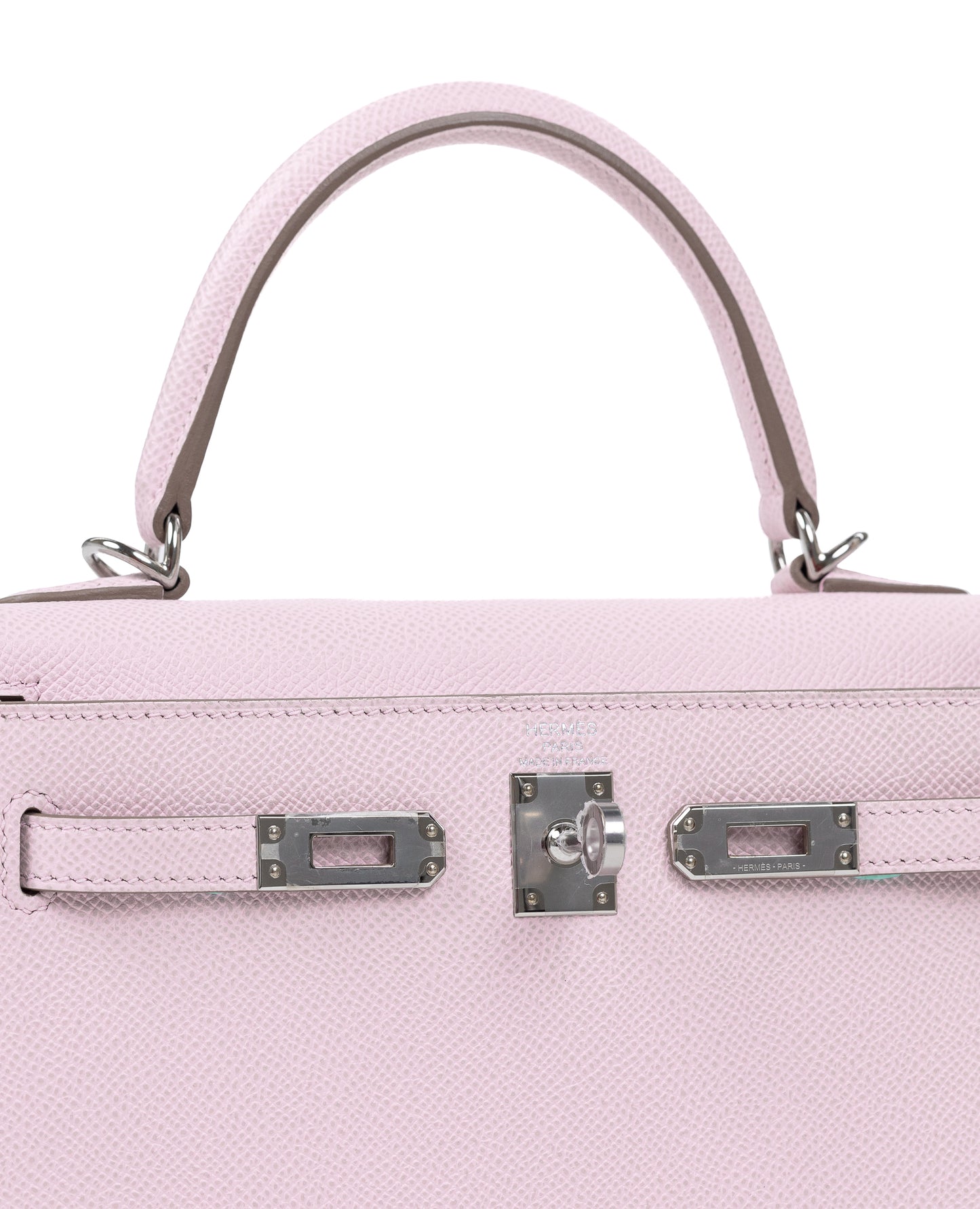 Kelly 25 Sellier Mauve Pale in Epsom Leather with Palladium Hardware