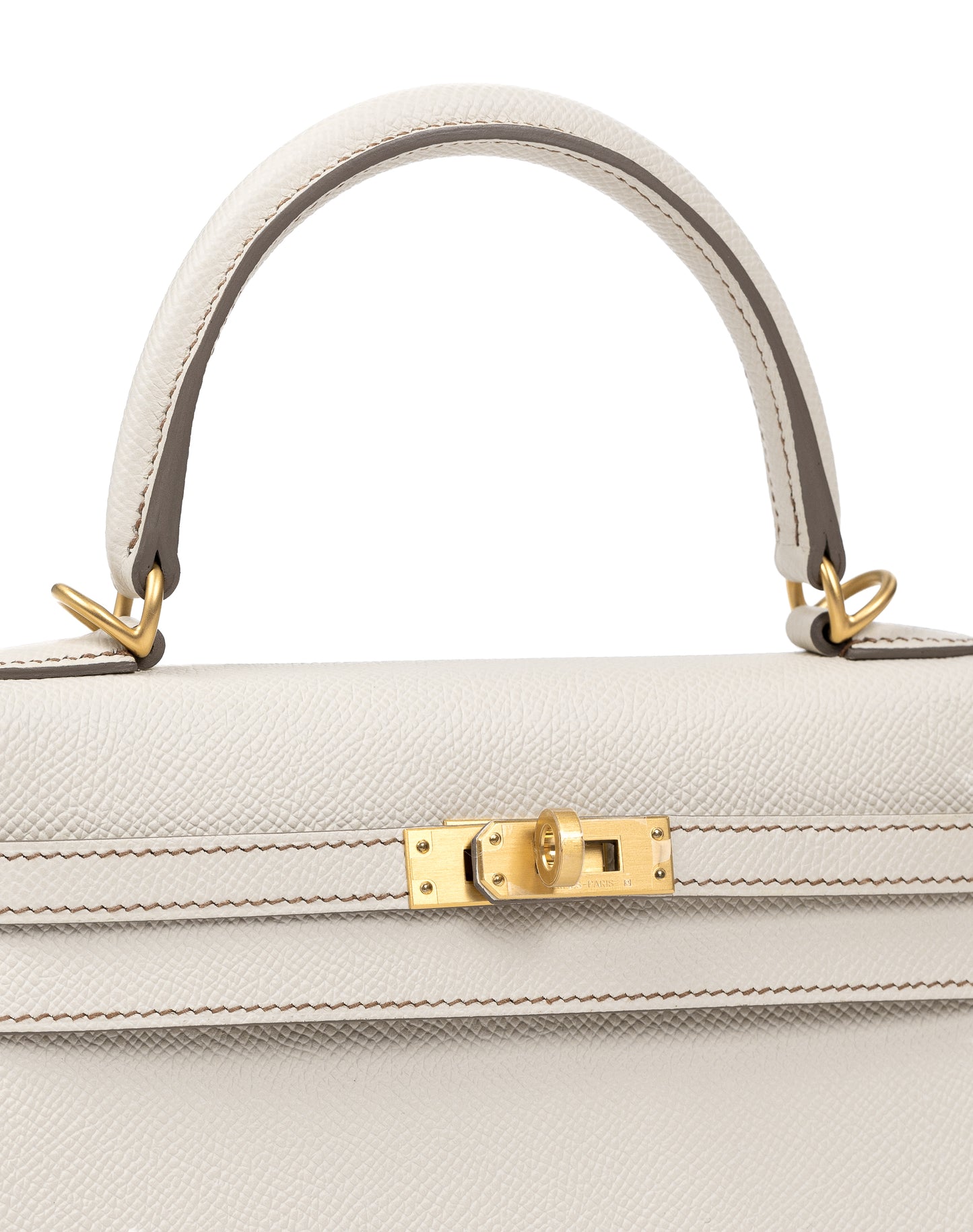 Kelly 25 Sellier HSS Craie in Epsom leather and Gold Interior & Stitching with Brushed Gold Hardware