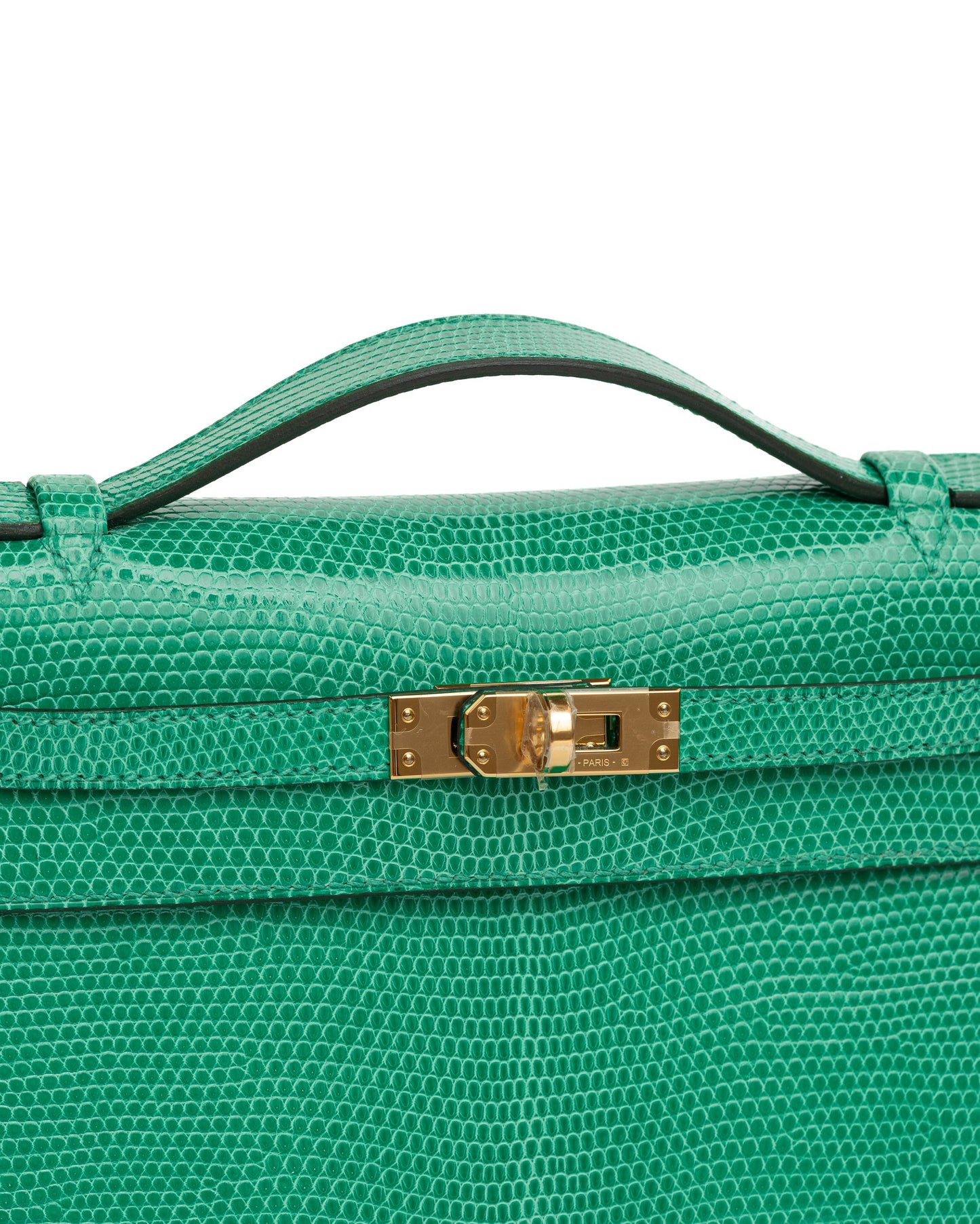 Kelly Pochette Vert Menthe in Lizard leather with Gold Hardware