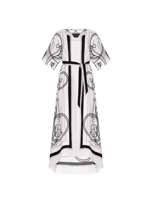 Ex-Libris a Main Levee" Blanc Nacre Caftan size 40