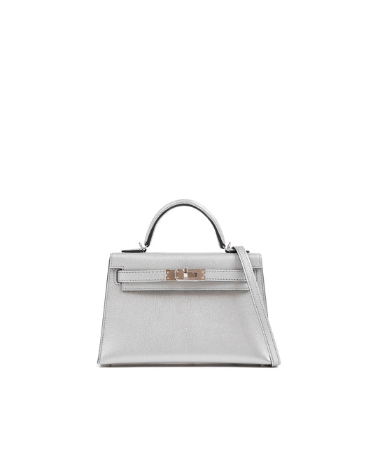 Kelly 20 Argent Silver Metallic in Chevre Leather with Palladium Hardware