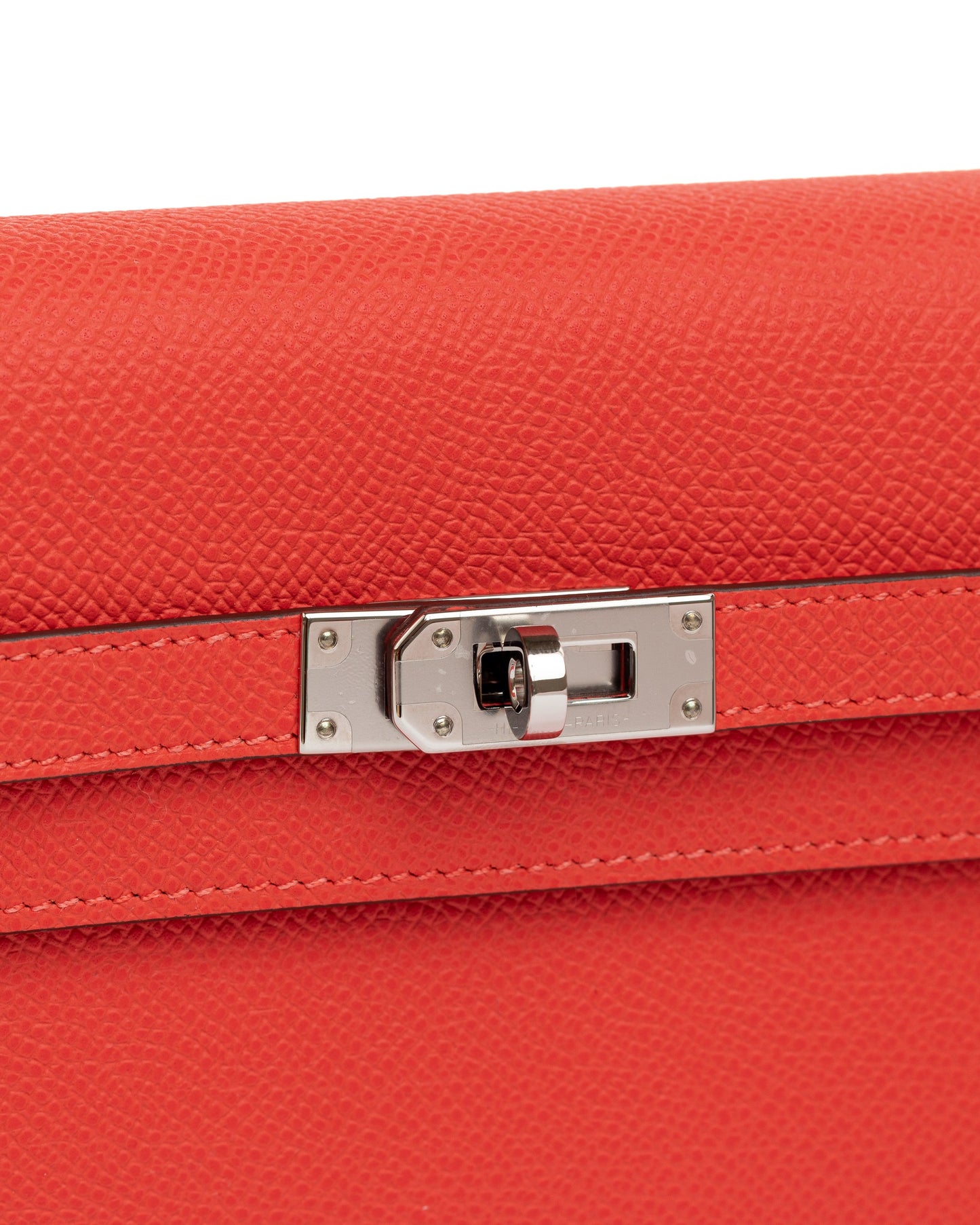 Kelly To Go Orange Field in Epsom leather with Palladium Hardware