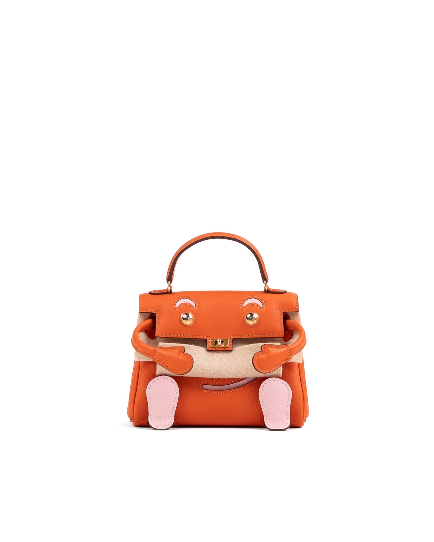 Kelly Doll Orange/Rose Sakura in Swift Leather with Gold Hardware