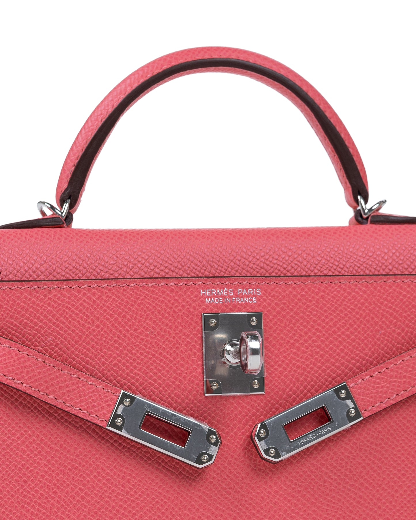 Kelly 20 Sellier Rose Azalee in Epsom Leather with Palladium Hardware