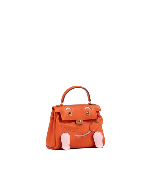 Kelly Doll Orange/Rose Sakura in Swift Leather with Gold Hardware