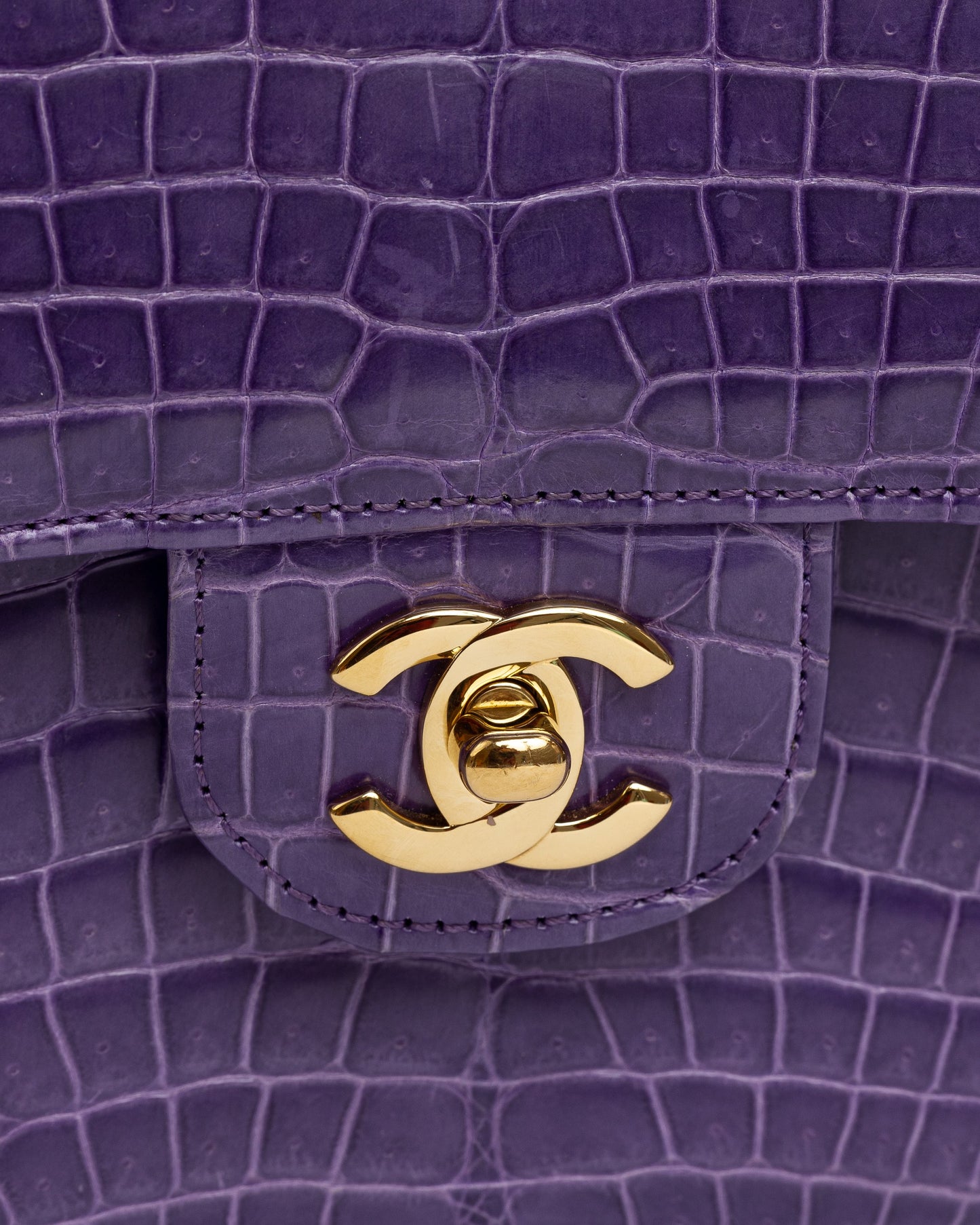 Chanel Medium Flap Bag in Purple Alligator leather