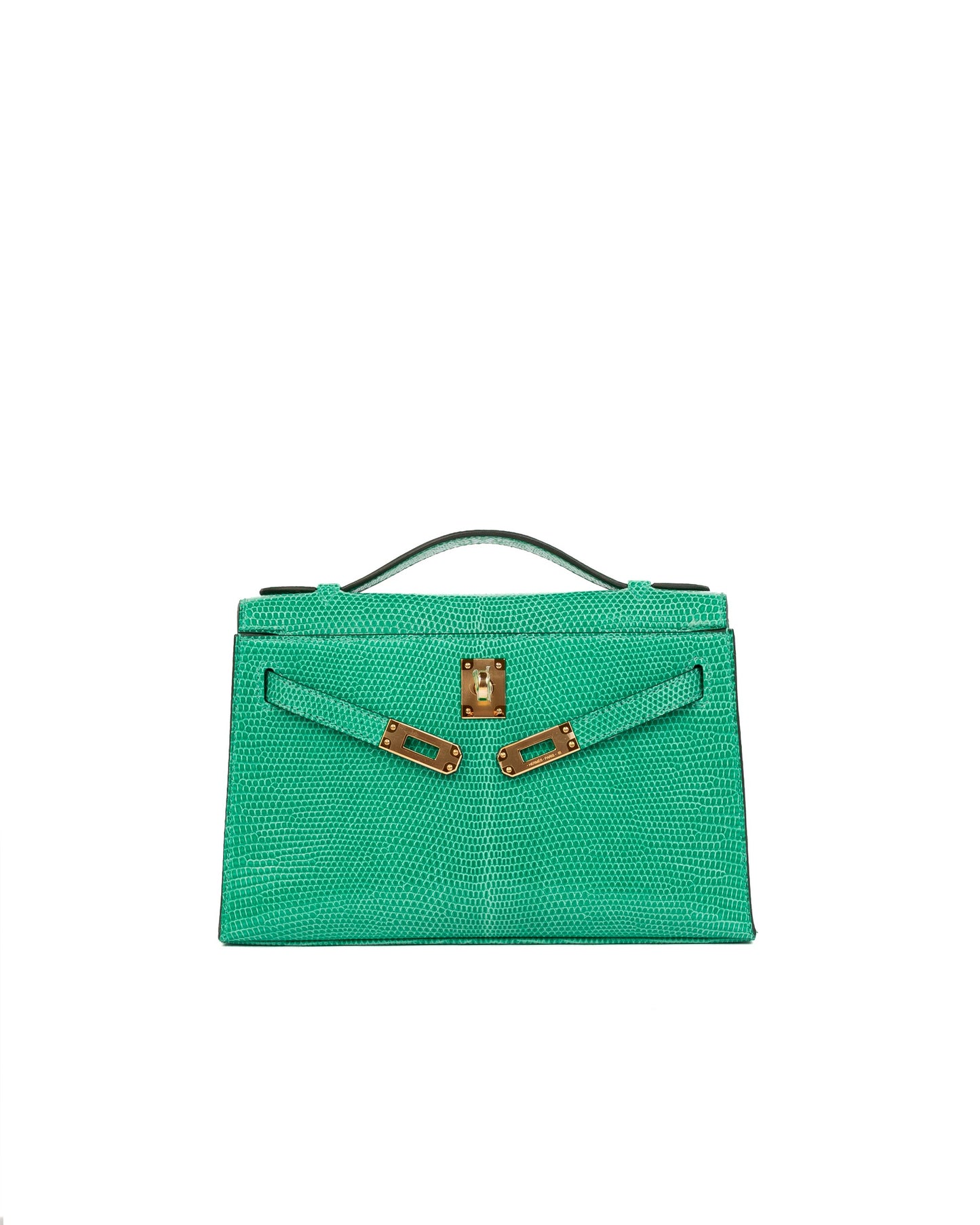 Kelly Pochette Vert Menthe in Lizard leather with Gold Hardware