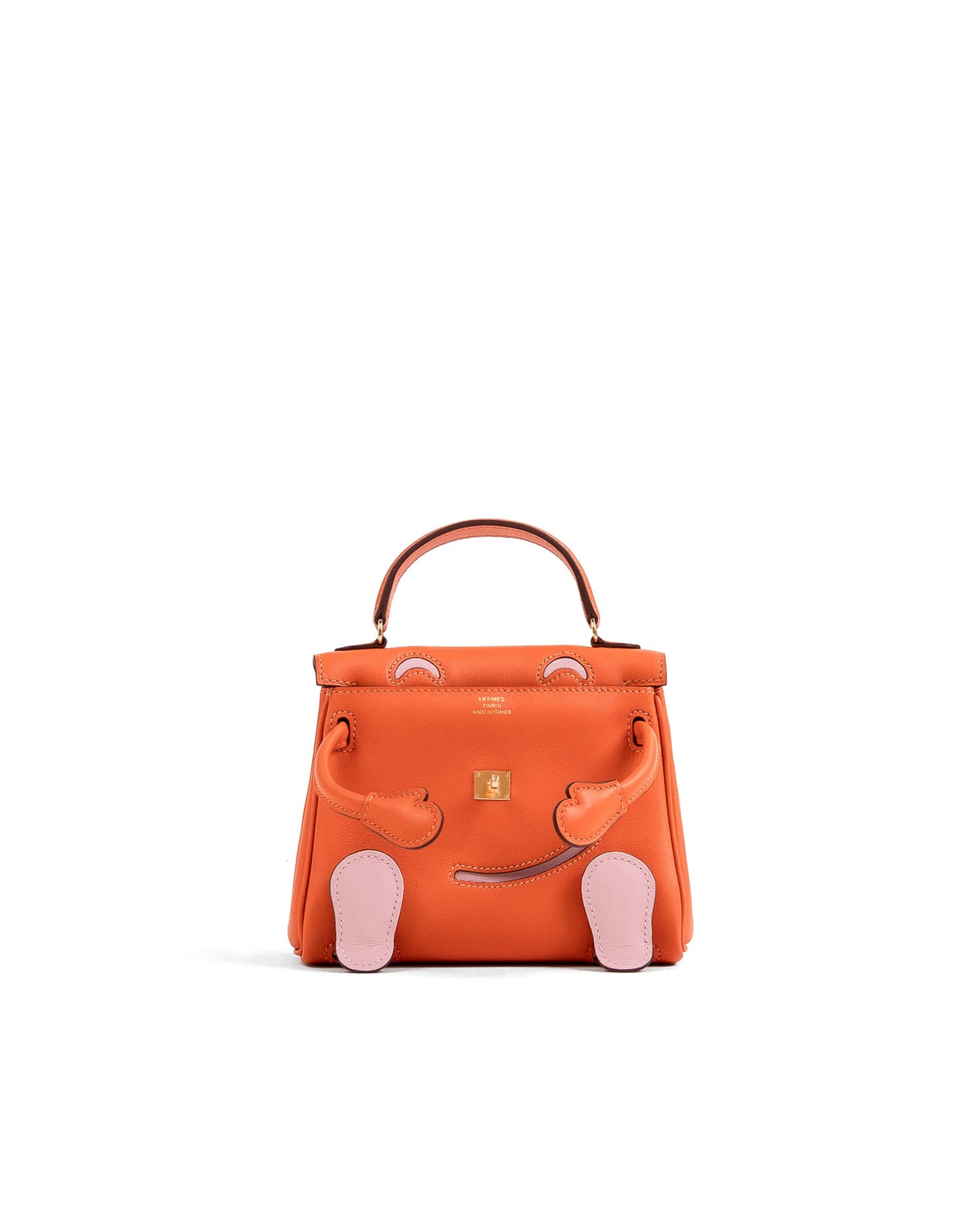 Kelly Doll Orange/Rose Sakura in Swift Leather with Gold Hardware