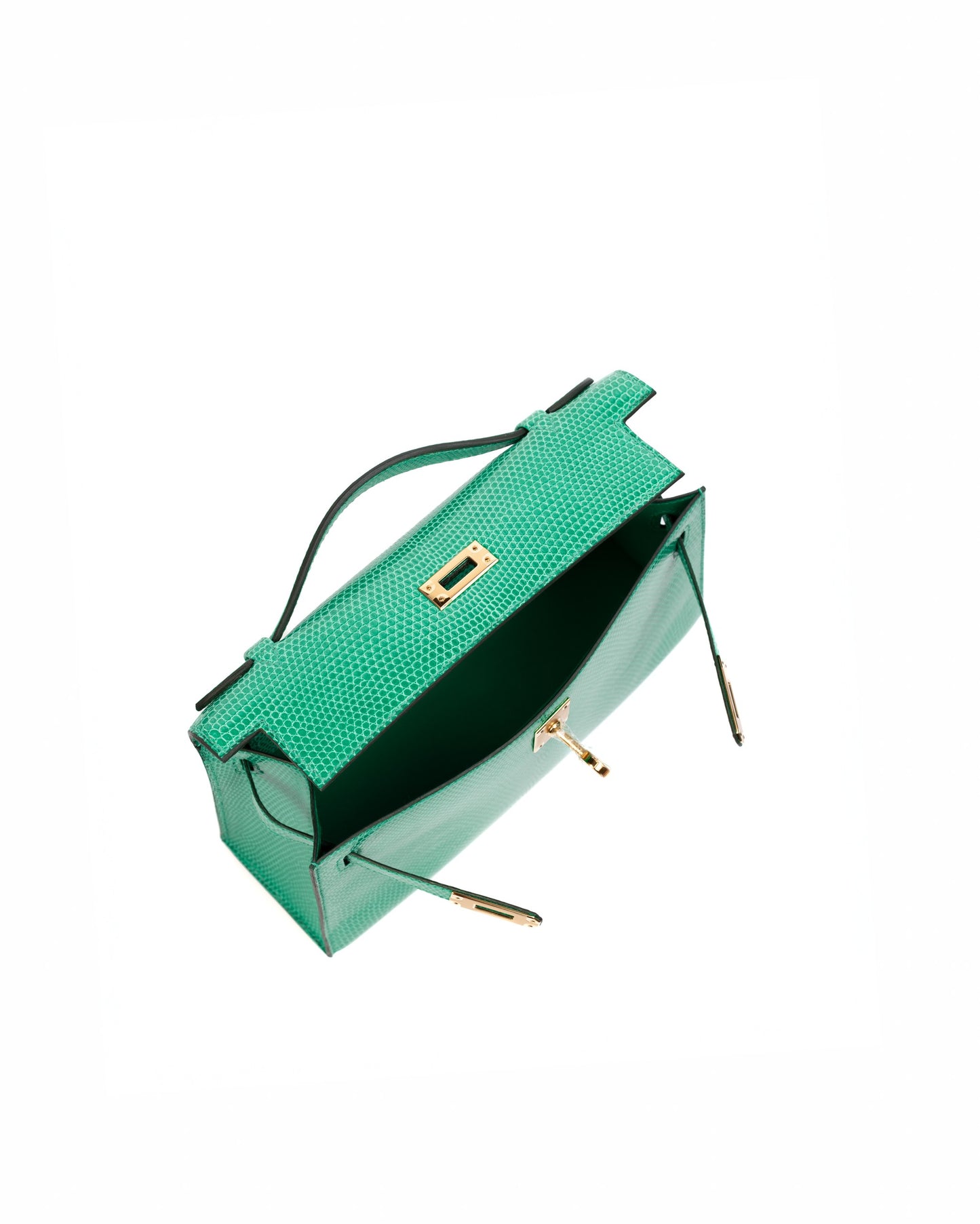 Kelly Pochette Vert Menthe in Lizard leather with Gold Hardware