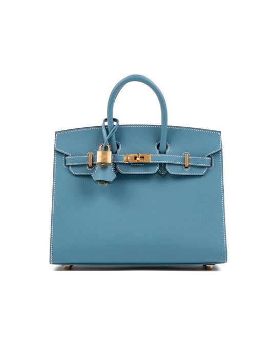 Birkin 25 Sellier Blue Jean in Epsom Leather with Gold Hardware