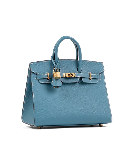 Birkin 25 Sellier Blue Jean in Epsom Leather with Gold Hardware