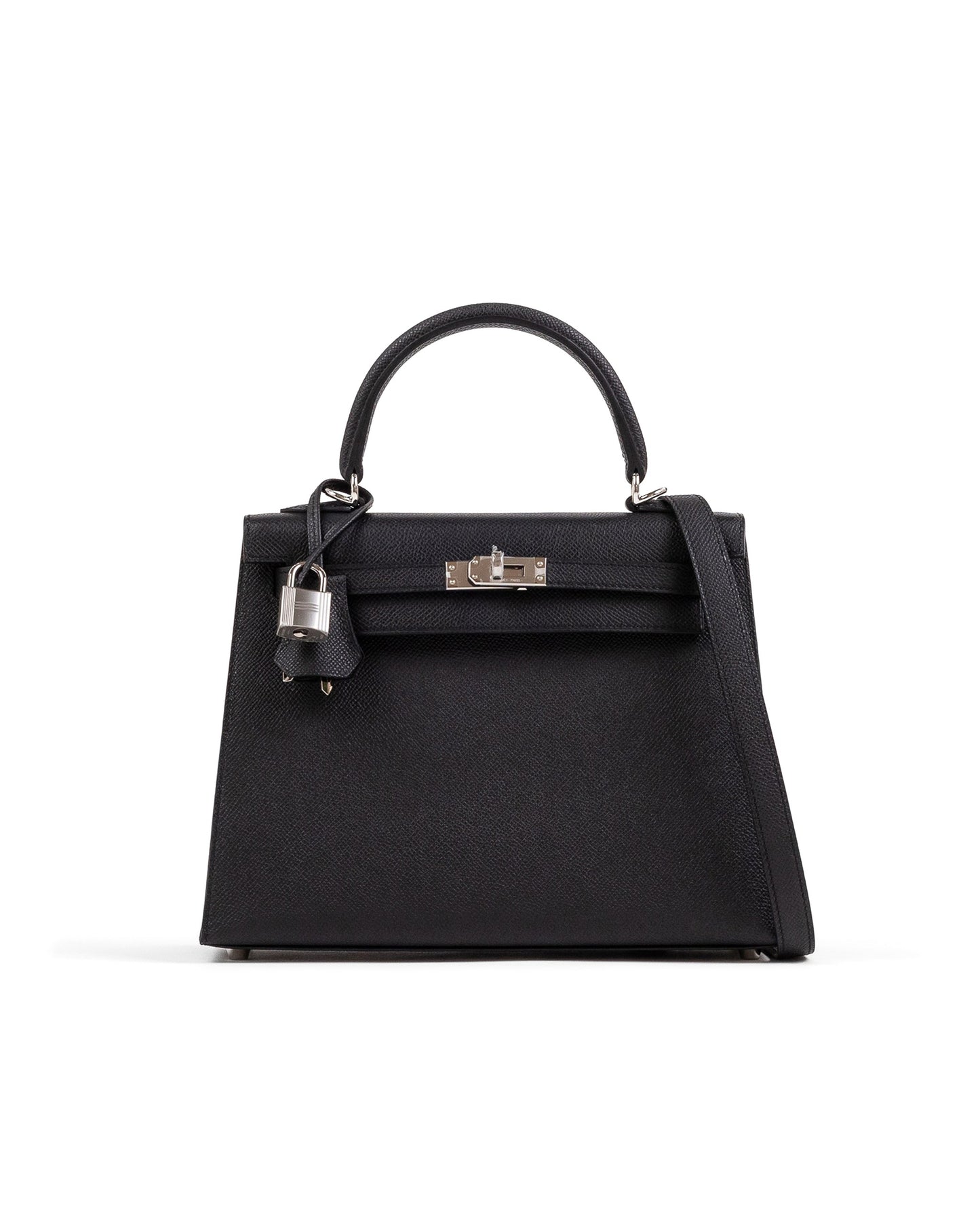 Kelly 25 Black in Epsom Leather with Palladium Hardware