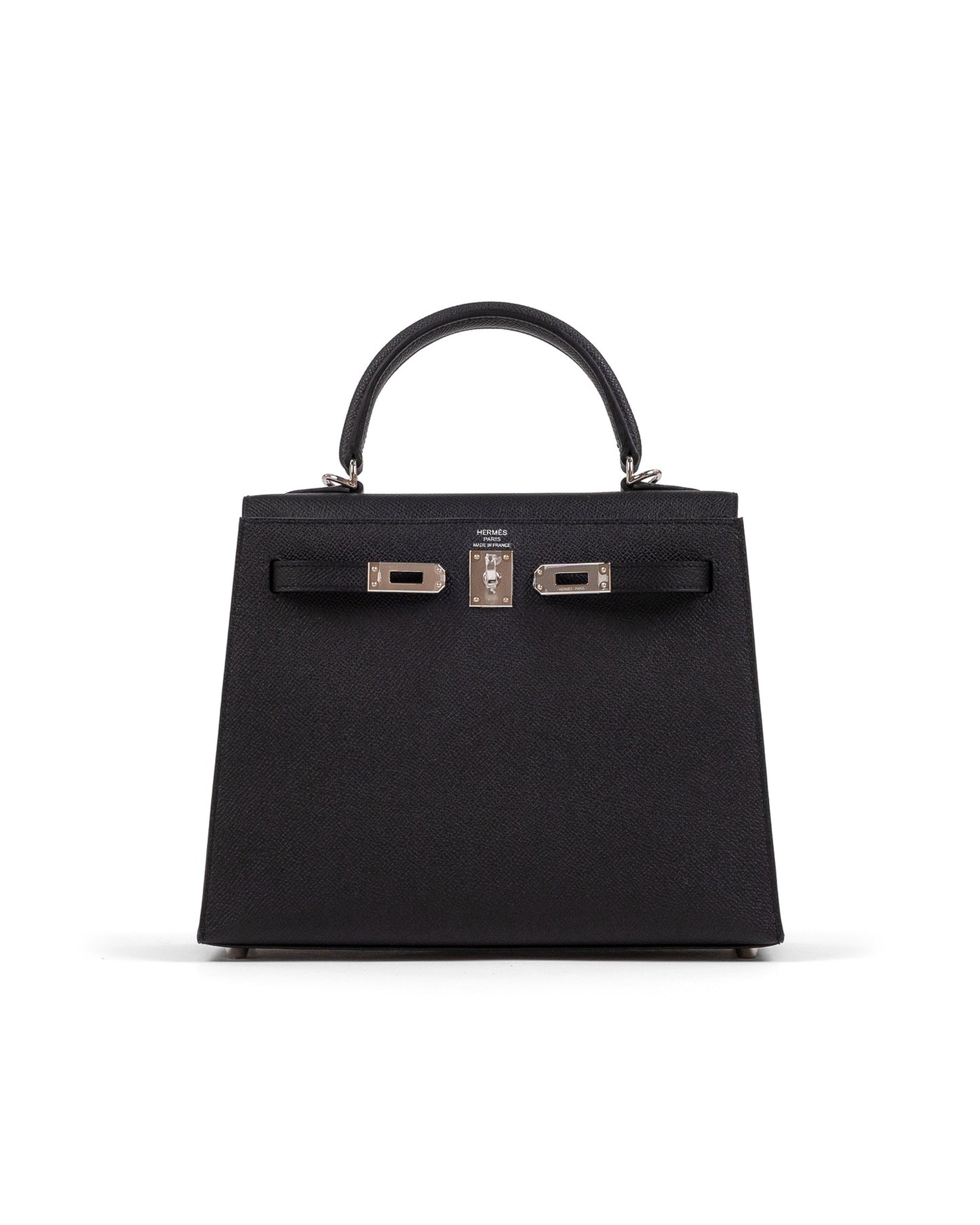 Kelly 25 Black in Epsom Leather with Palladium Hardware